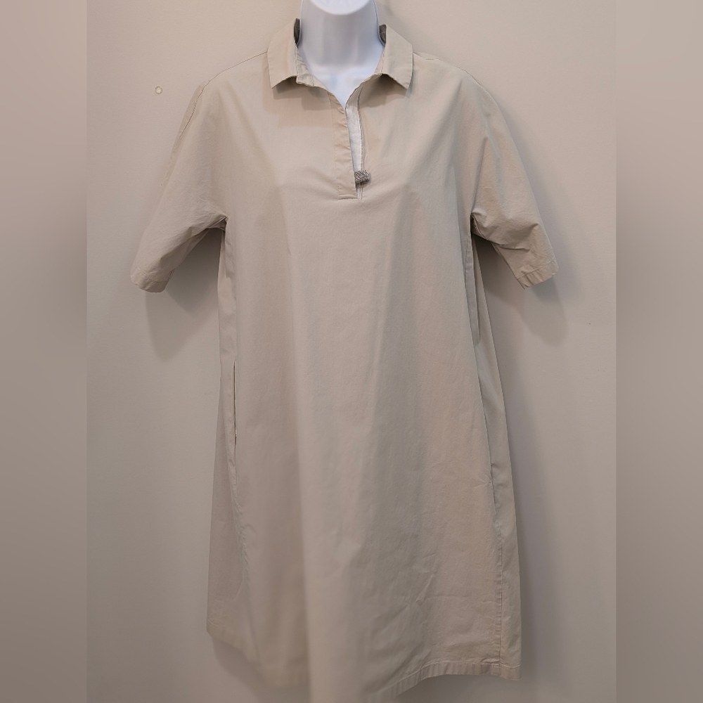 FABIANA FILIPPI Beige Collared Cotton Shirt Dress  XS